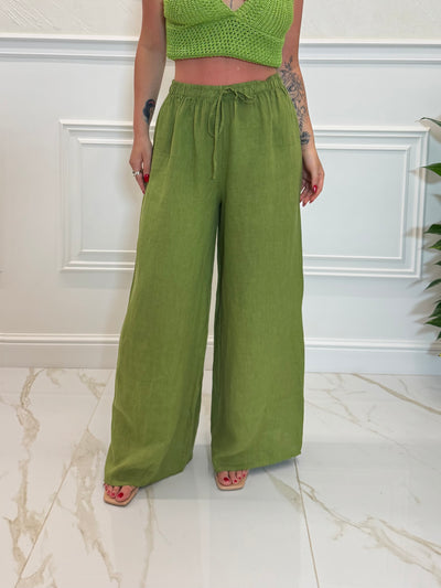 Pantalone 100% Lino Green