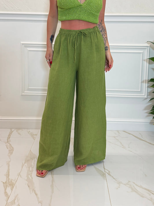Pantalone 100% Lino Green