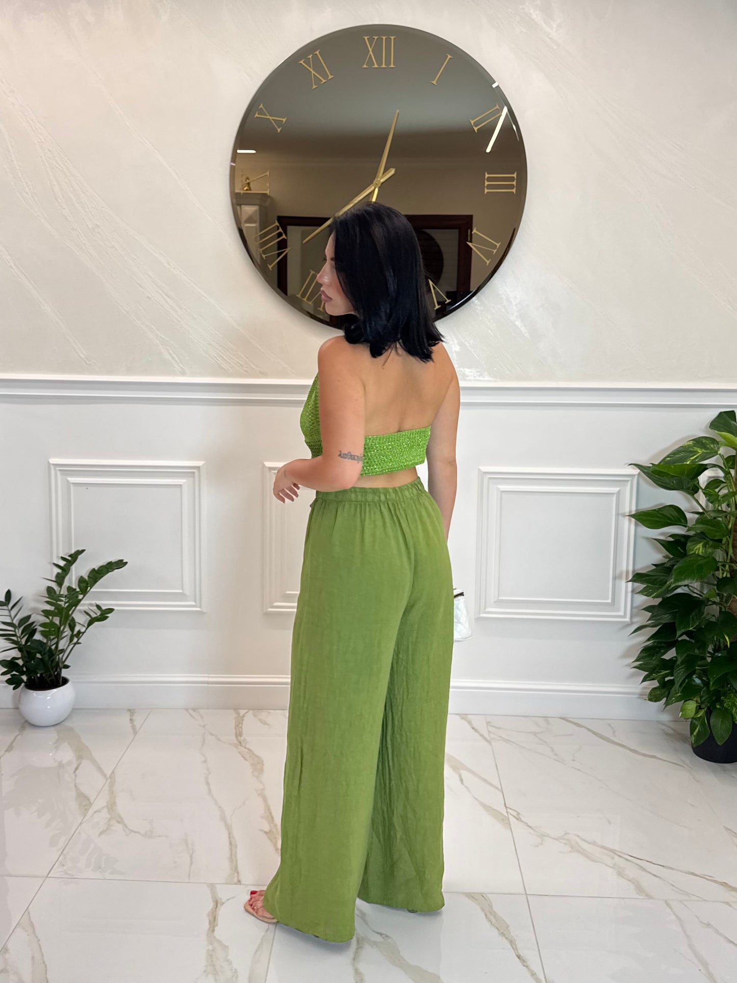 Pantalone 100% Lino Green
