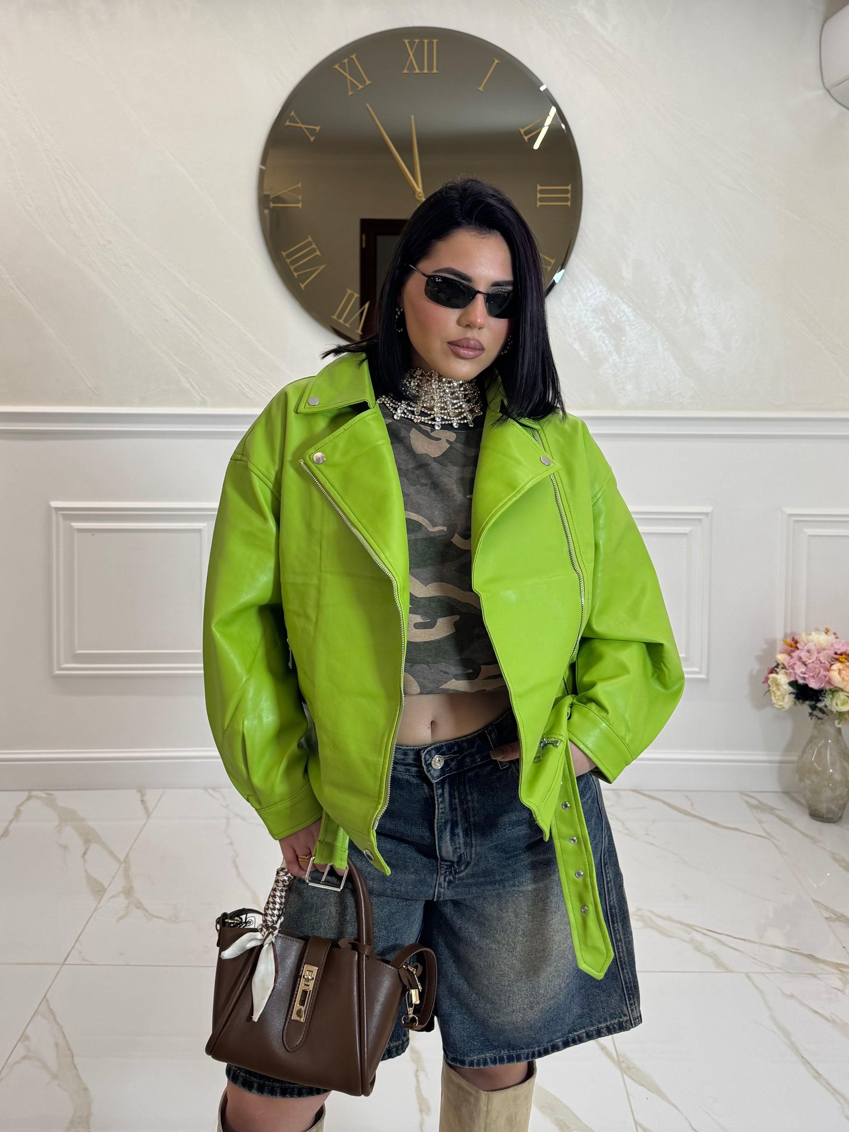 Chiodo in pelle Green