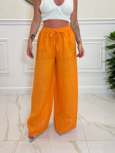 Pantalone 100% Lino Orange