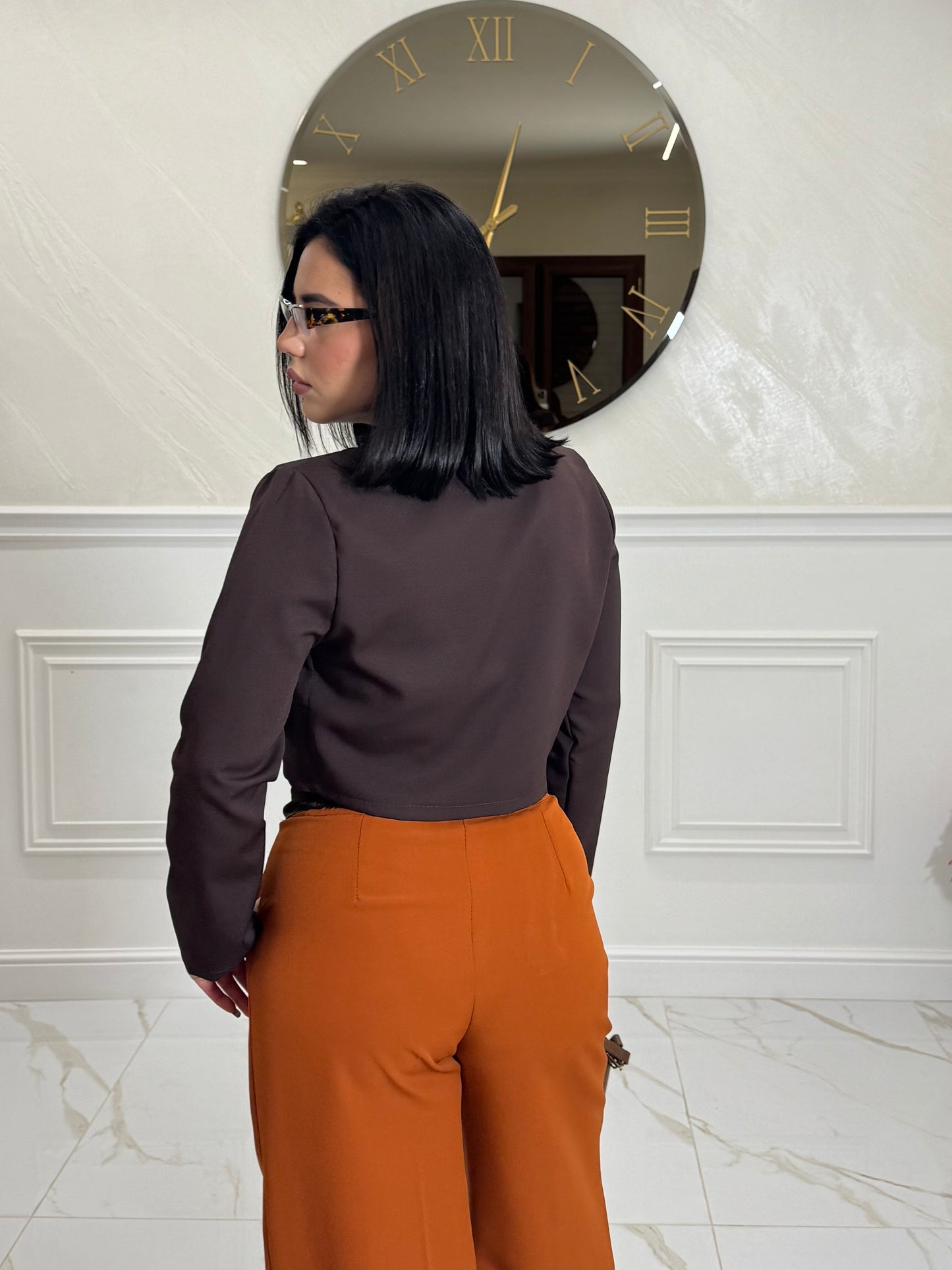 Giacca Crop Believe Brown
