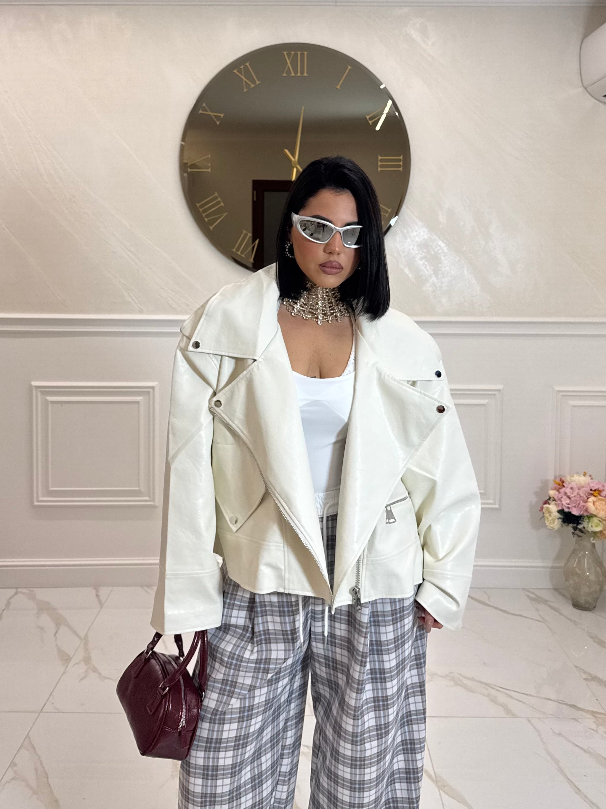 Biker in pelle White