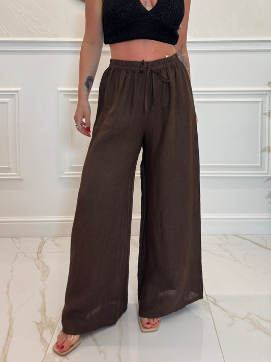 Pantalone 100% Lino Brown