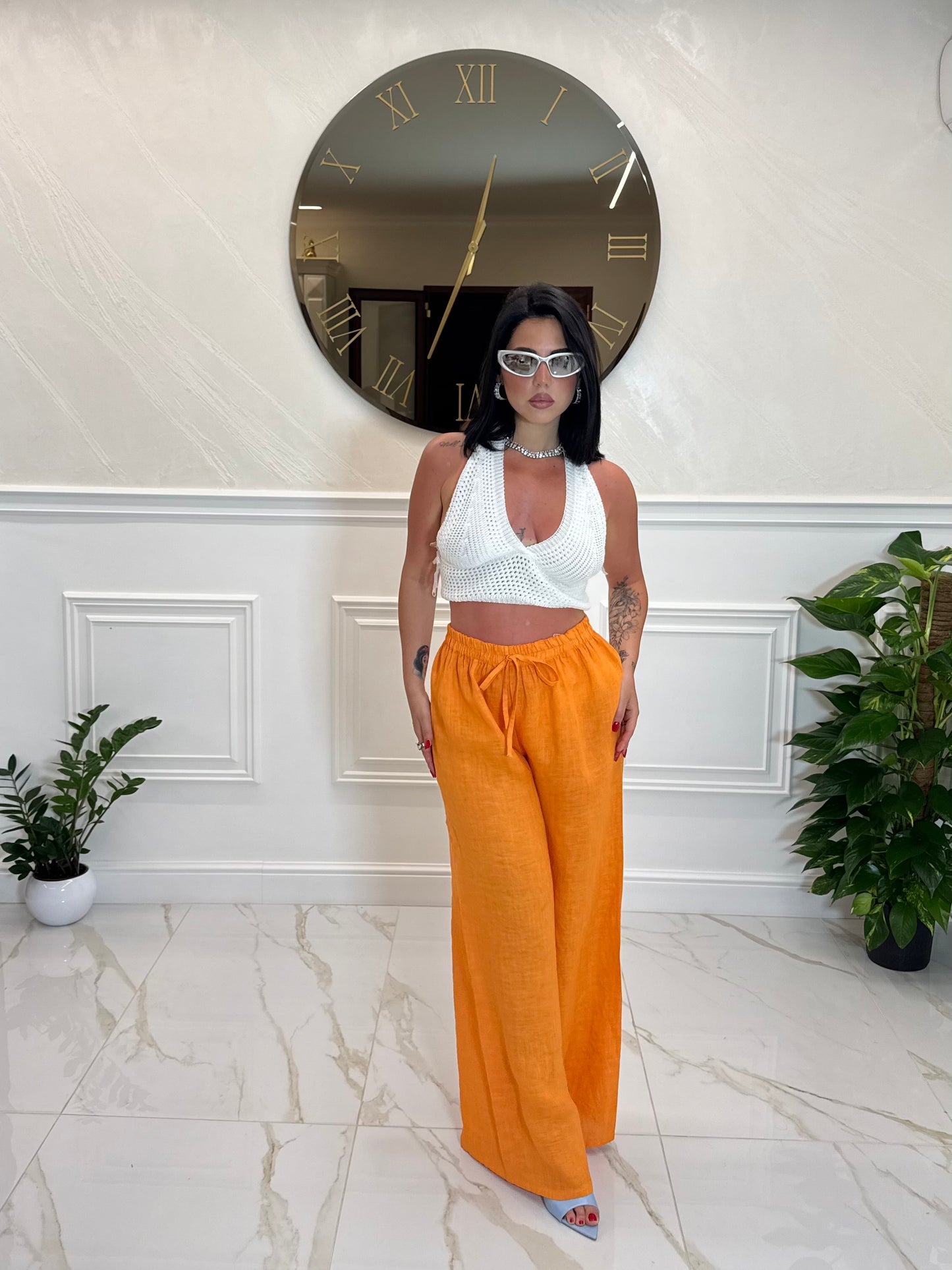 Pantalone 100% Lino Orange