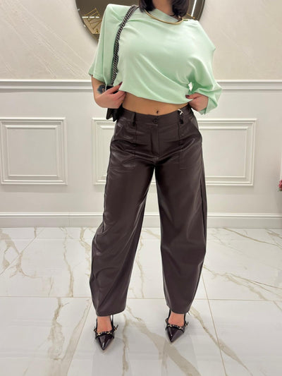 Pantalone Mimi ecopelle brown