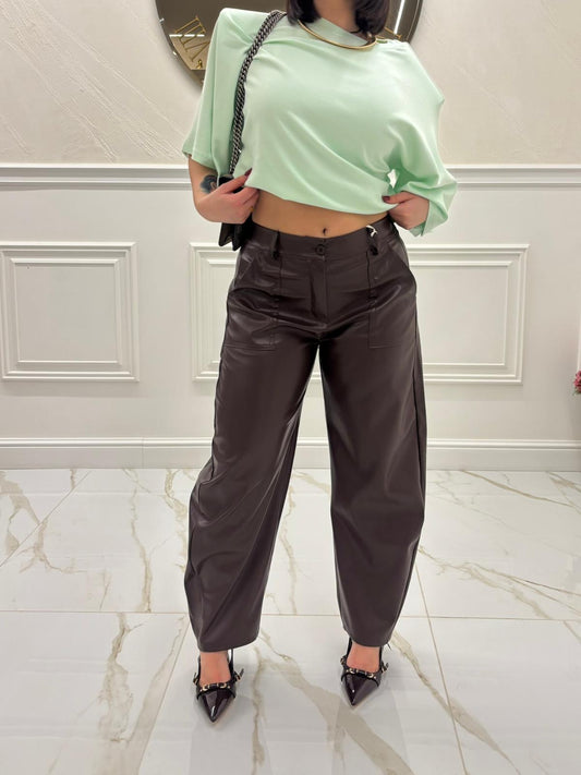 Pantalone Mimi ecopelle brown