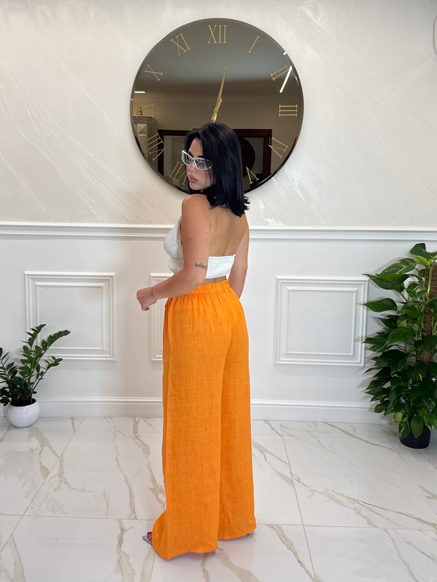 Pantalone 100% Lino Orange