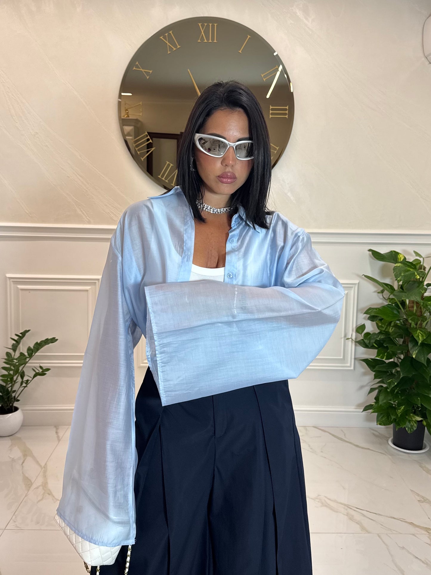 Camicia Semivelata Azzurra