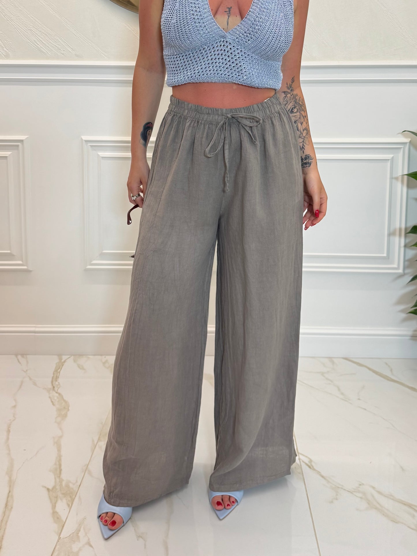 Pantalone 100% Lino Tortora