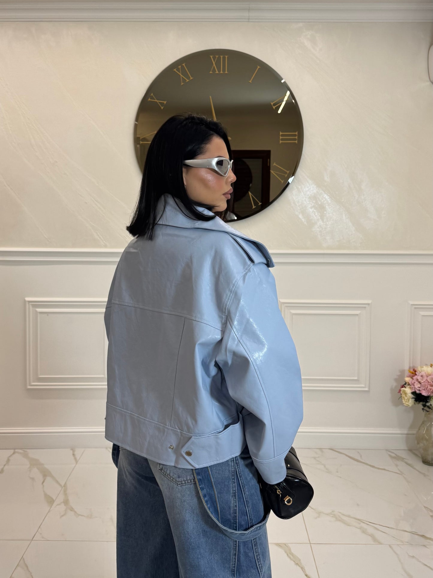 Biker Pelle celeste