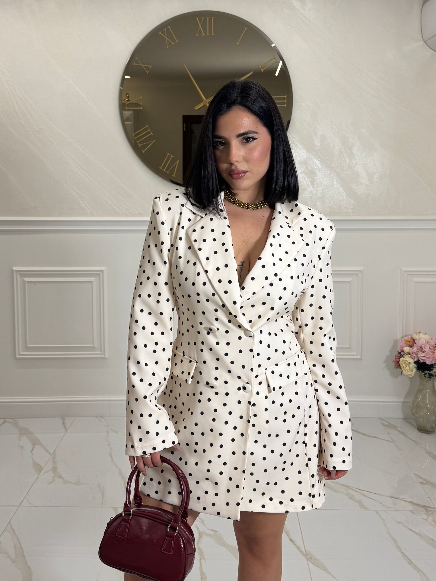 Dress Blazer Pois panna