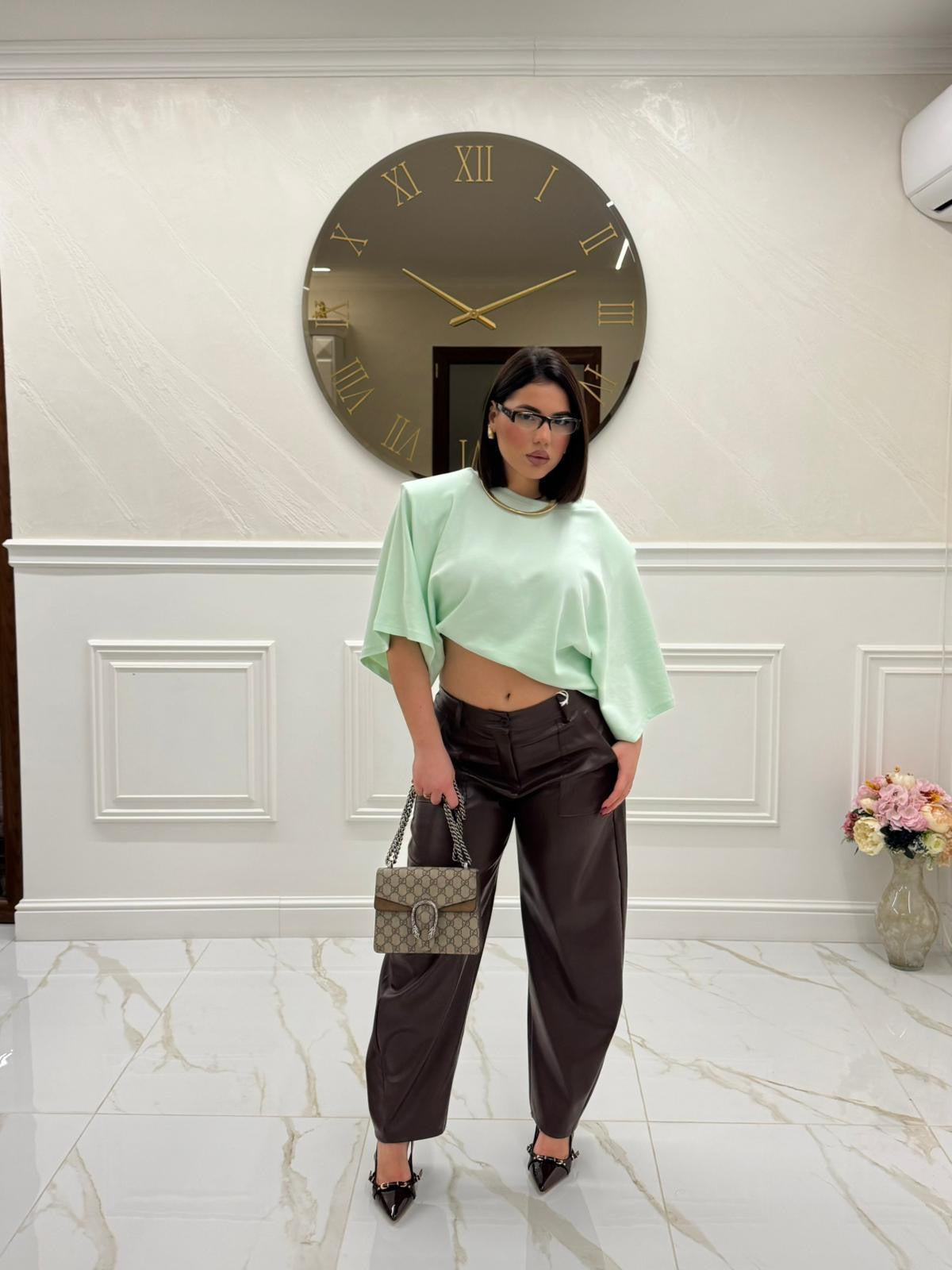 Pantalone Mimi ecopelle brown