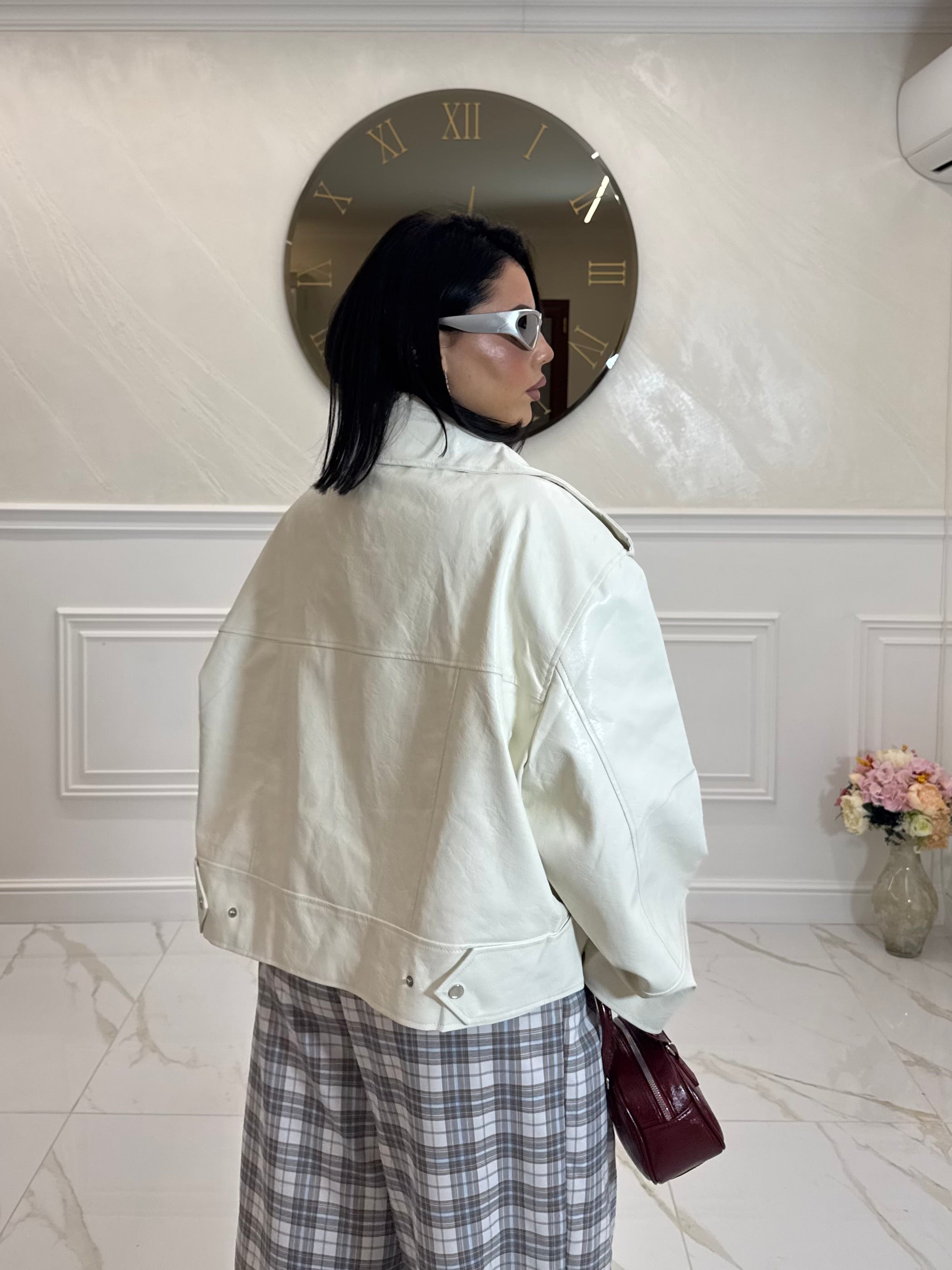 Biker in pelle White