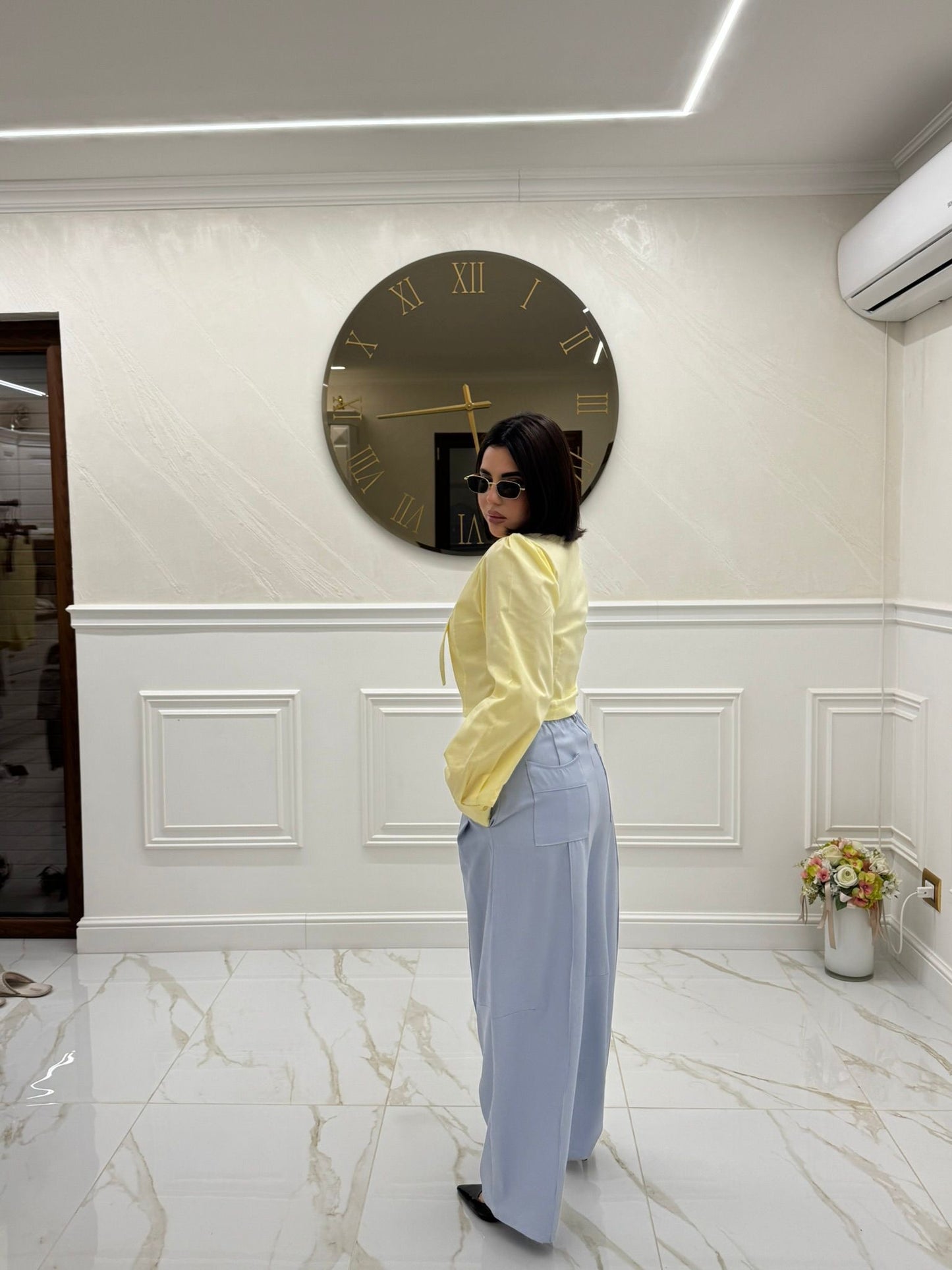 Pantalone cloud celeste polvere