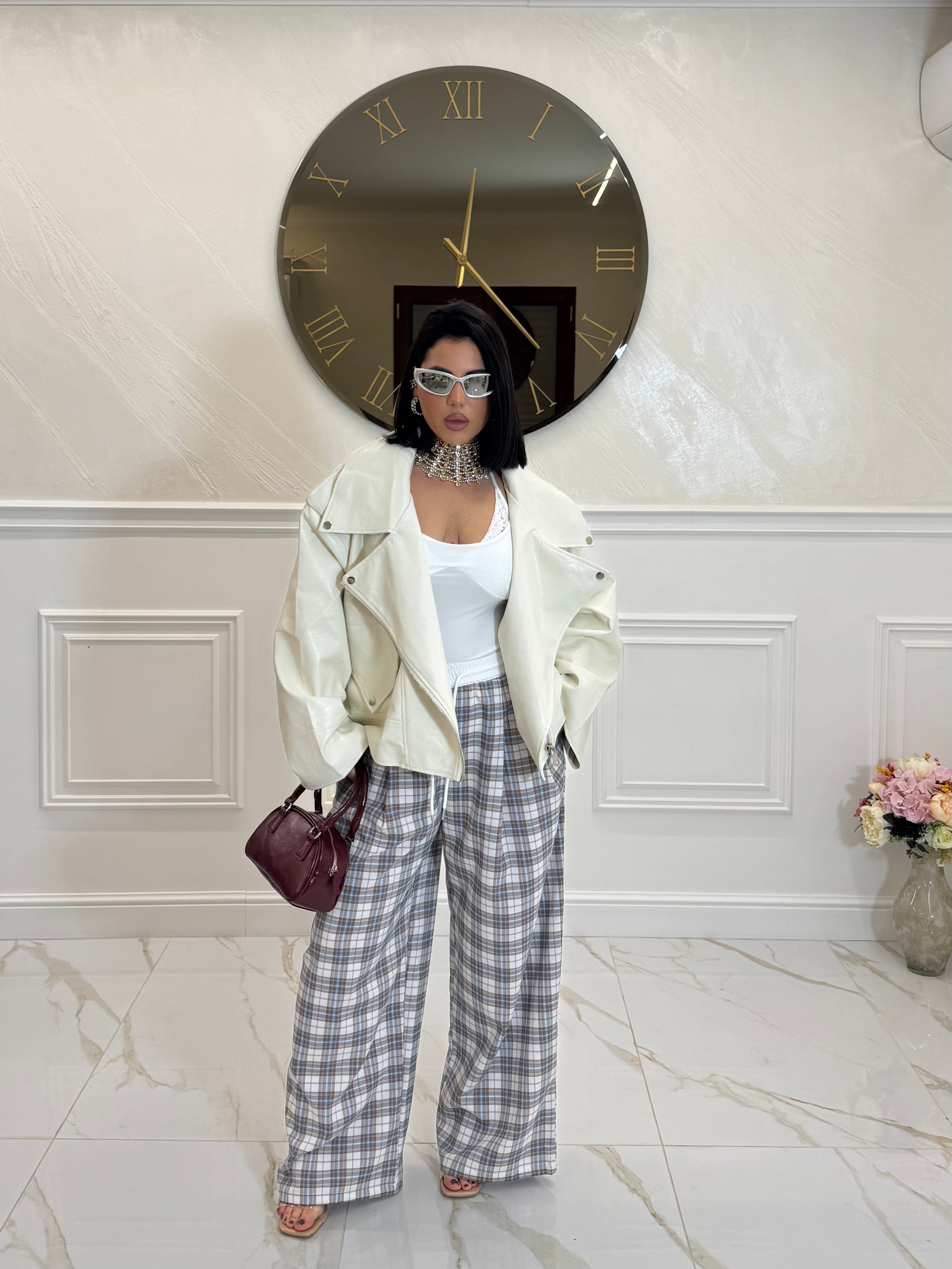 Biker in pelle White