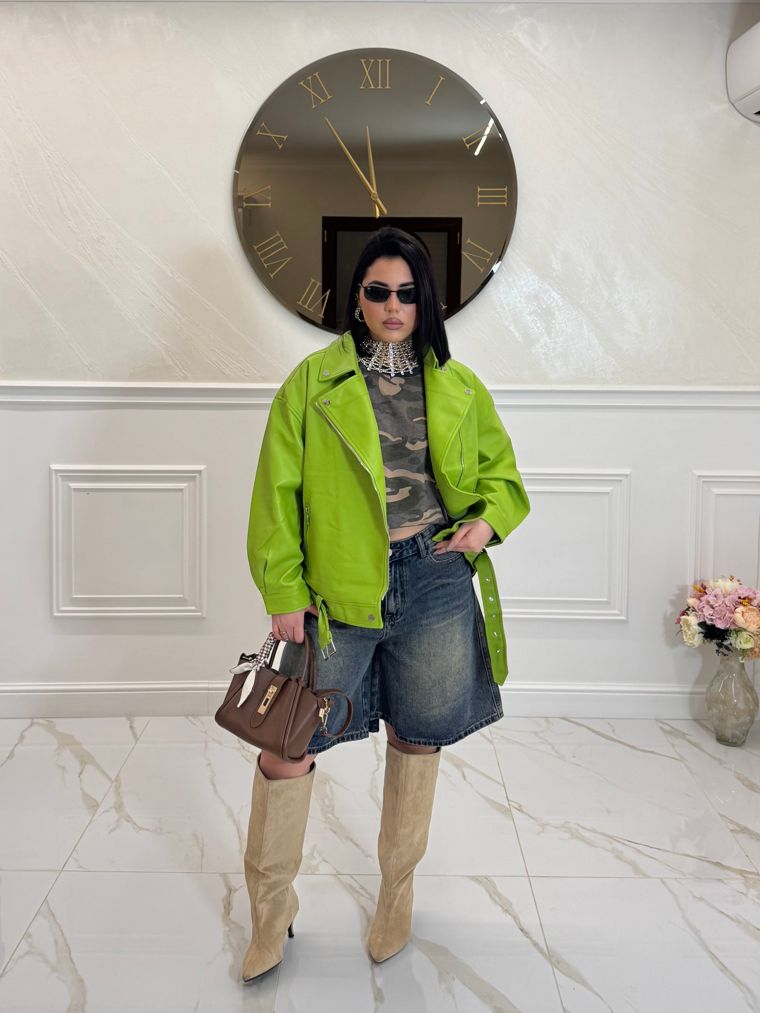 Chiodo in pelle Green