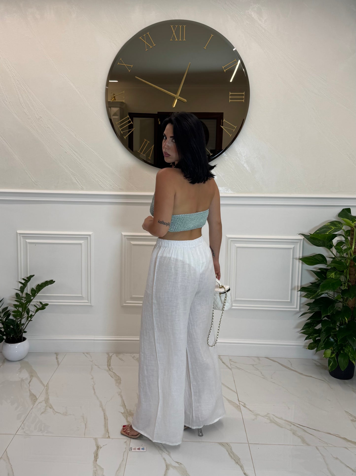 Pantalone 100% Lino White