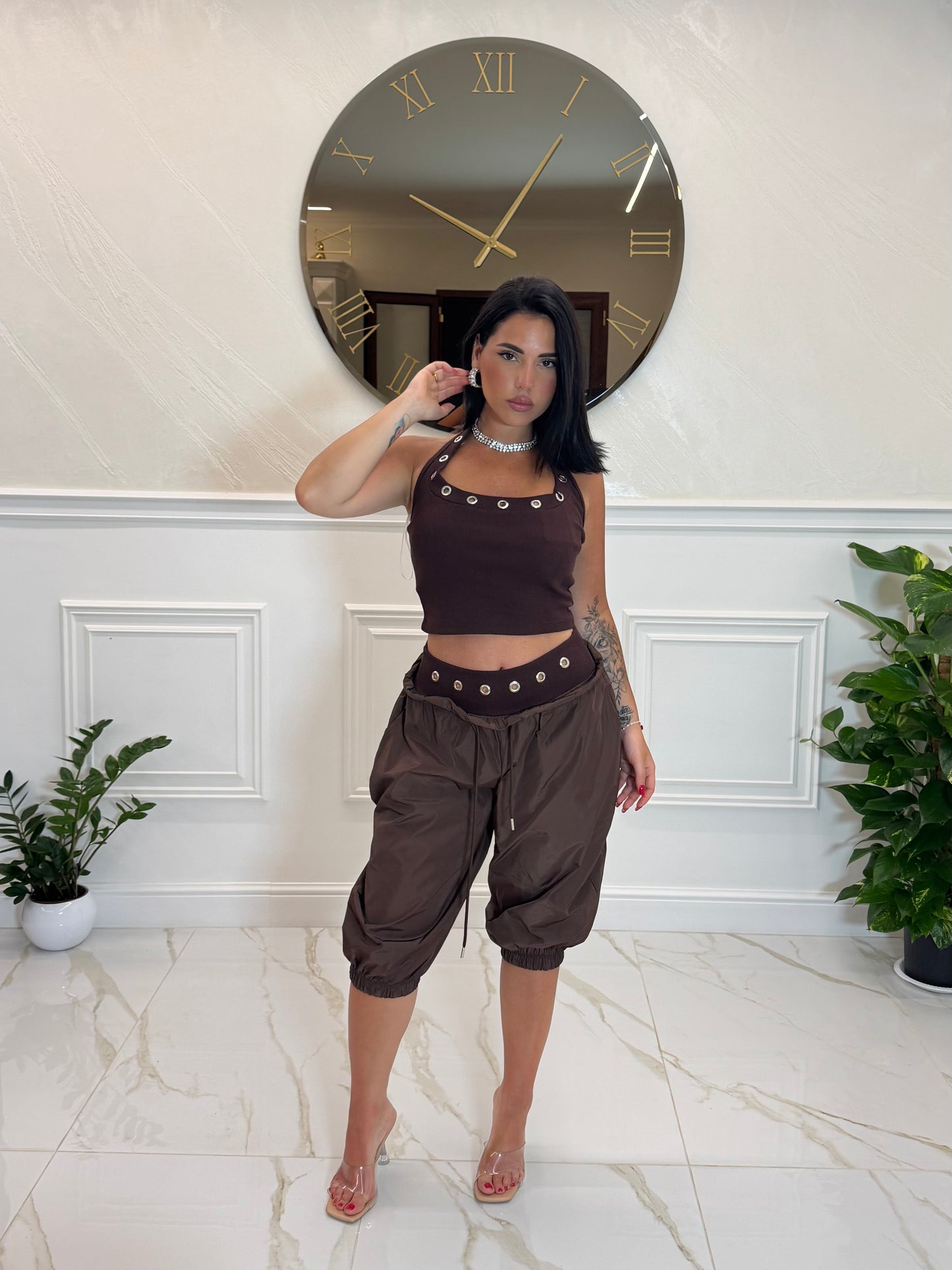Coordinato Baddie Short Brown